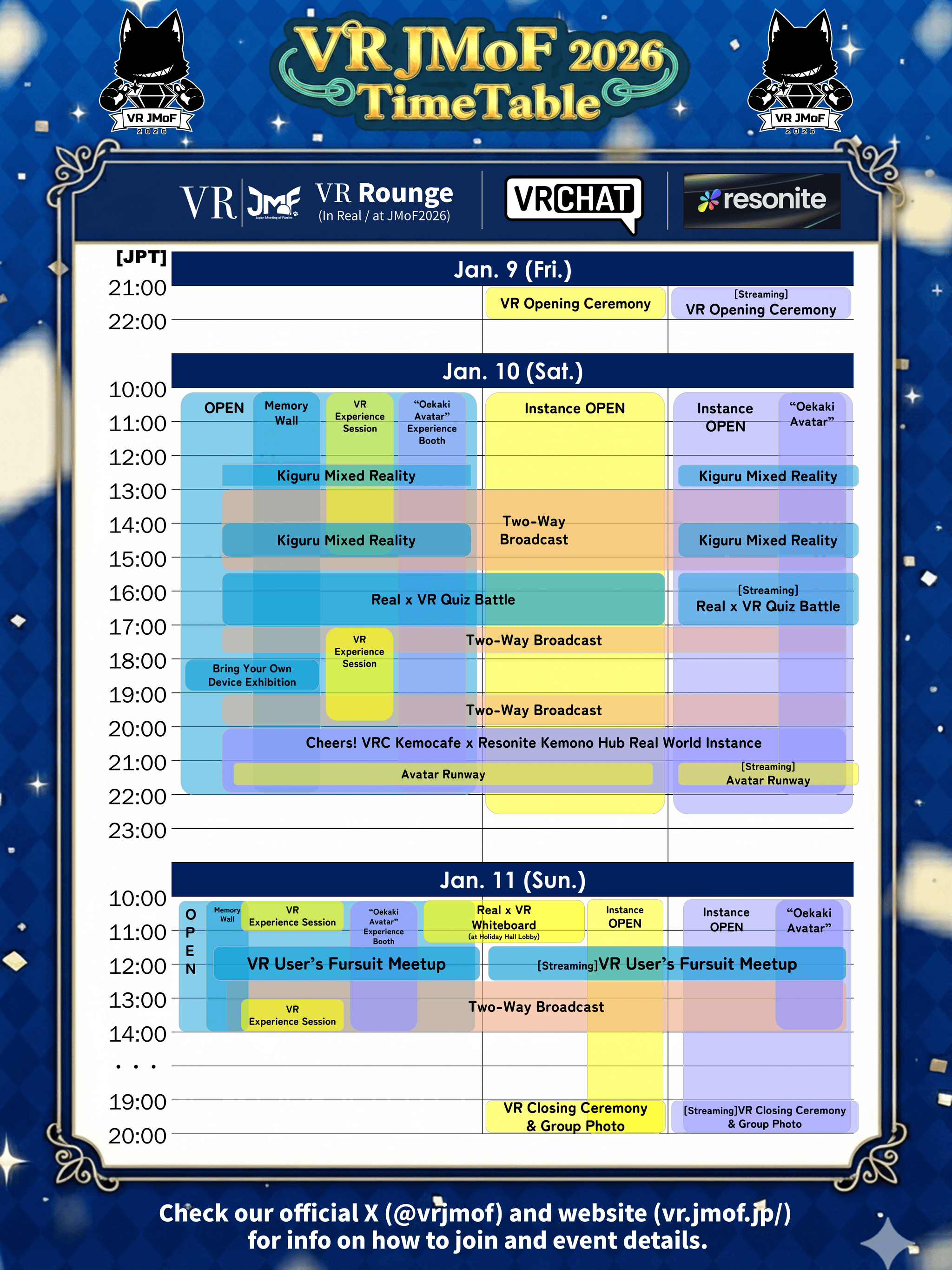 VR Lounge Timetable